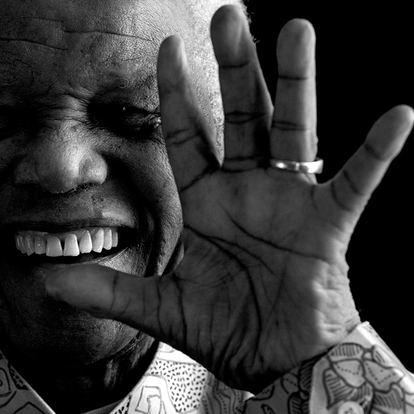 Close up of Mr. Mandela’s hand, fingers spread, April 2009.