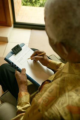 Mr. Mandela writing, March 2009.