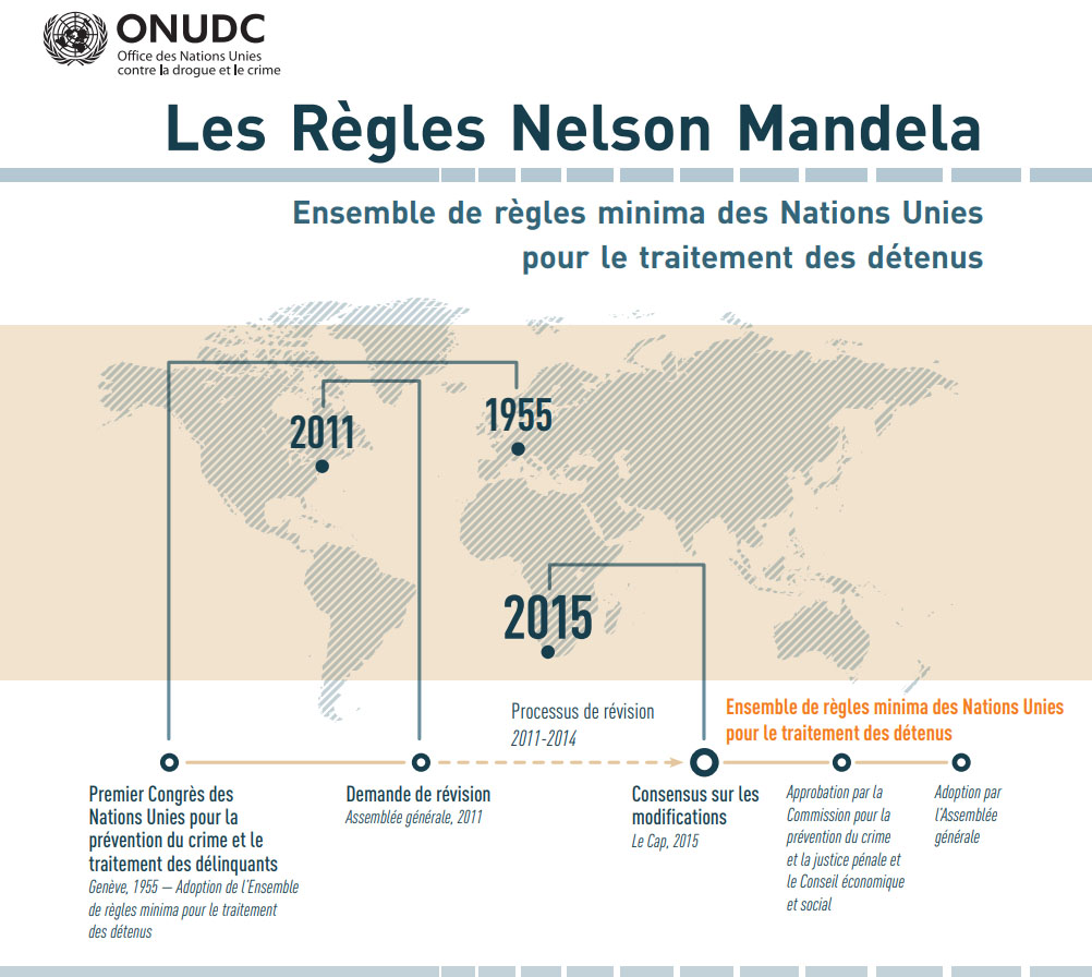 Copie d'écran du PDF 'Les règles Nelson Mandela - Infographie' par l'ONUDC