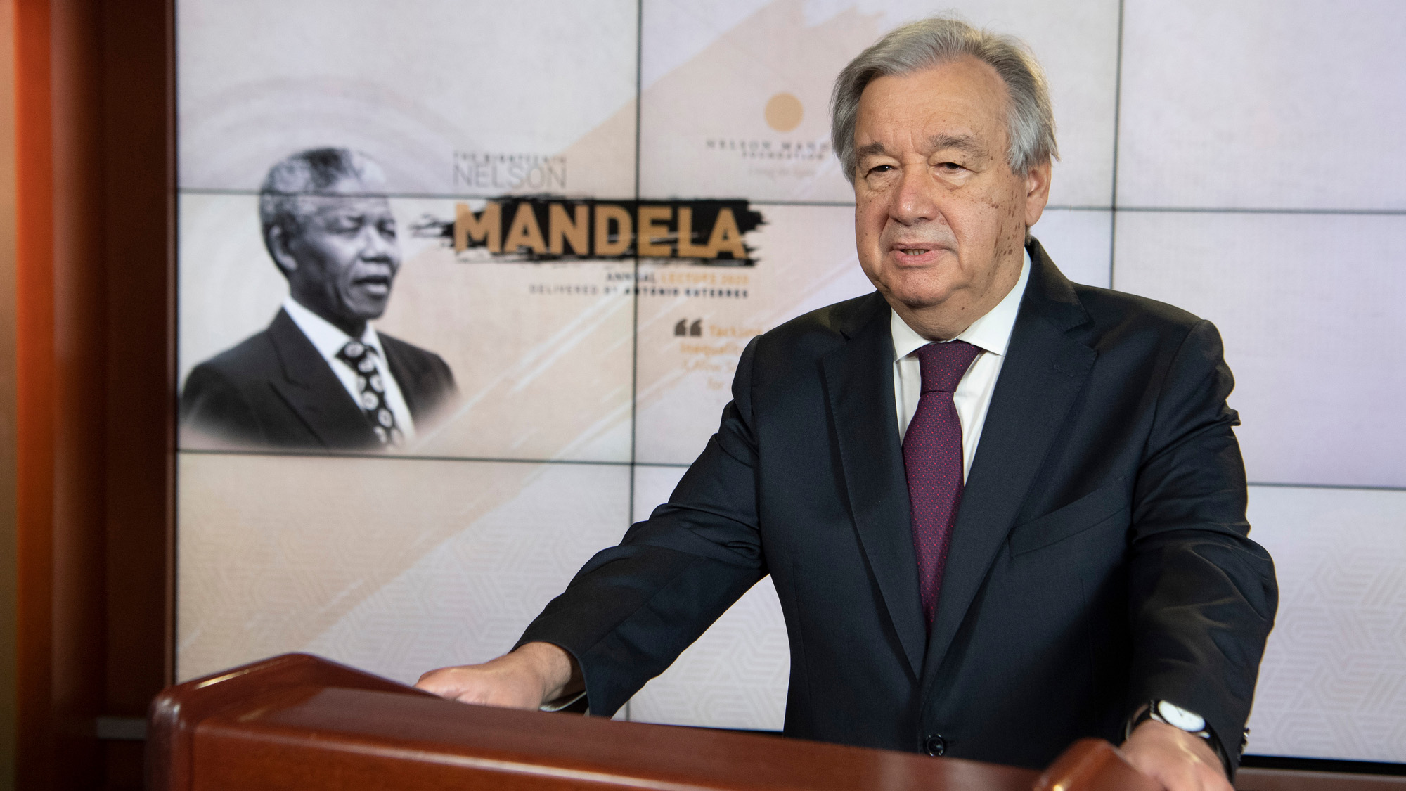 Secretary-General giving the lecture for Nelson Mandela International Day 2020