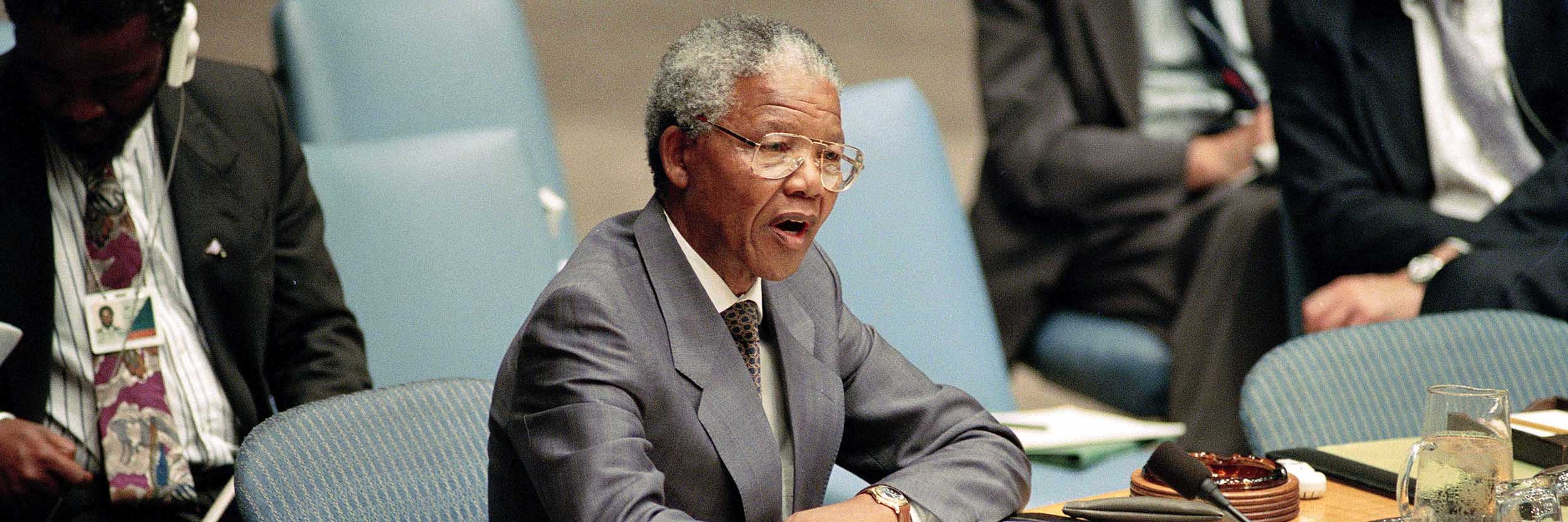 Nelson Mandela, President of the African National Congress (ANC), addresses the Security Council, July 1992
