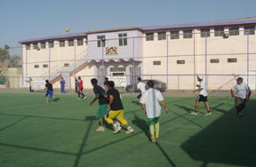 Iraqi youth playing soccer