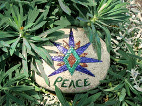 rock with inscription of "peace"