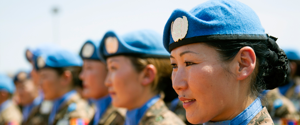 Mongolian peacekeepers of the UN Mission in the Republic of South Sudan (UNMISS) stand in formation during a medal ceremony at their base.  UN Photo/Martine Perret 