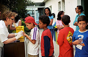 Children being tested for diabetes.
