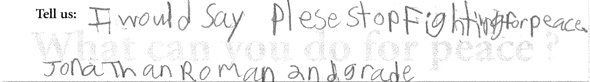 Response from Jonathan Roman, second grade