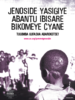 Image of the poster 'The Scars of Genocide Run Deep' with Kiswahili text
