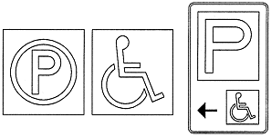 Accessible parking marked by the international symbol of accessibility.