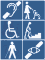 six accessibility graphics used in the cover of the design manual