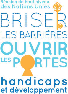 Logo créé pour la réunion de haut niveau des Nations Unies sur le thème 'Briser les barrières, ouvrir les portes. Handicaps et développement'