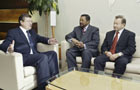 Jean Ping meets with Kostyantyn Gryshchenko , Minister for Foreign Affairs of Ukraine (left) and Valeriy P. Kuchinsky, Permanent Representative of Ukraine to the United Nations  Credit : UN Photo