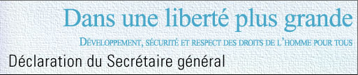 Dans une liberté plus grande >> Développement, sécurité et respect des droits de l'homme pour tous / Déclaration du Secrétaire général