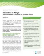Devolution in Kenya: Opportunities and Challenges for the Water Sector .