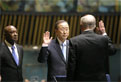 Ban Ki-moon getting sworn in for his second term  as Secretary-General