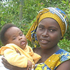 A mother holds her baby.